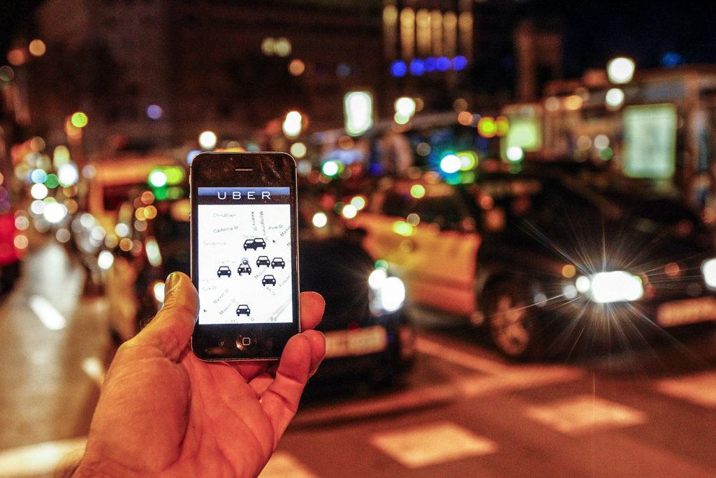 Uber app in use