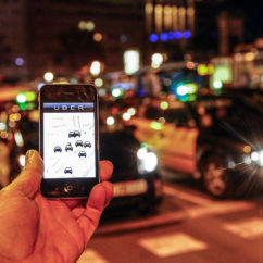 Uber app in use
