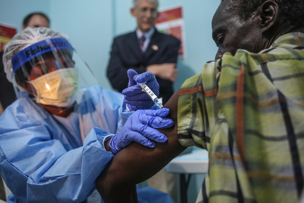 Patient injected with Ebola Vaccine during clinical trial.