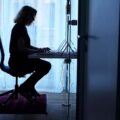 Woman working remotely