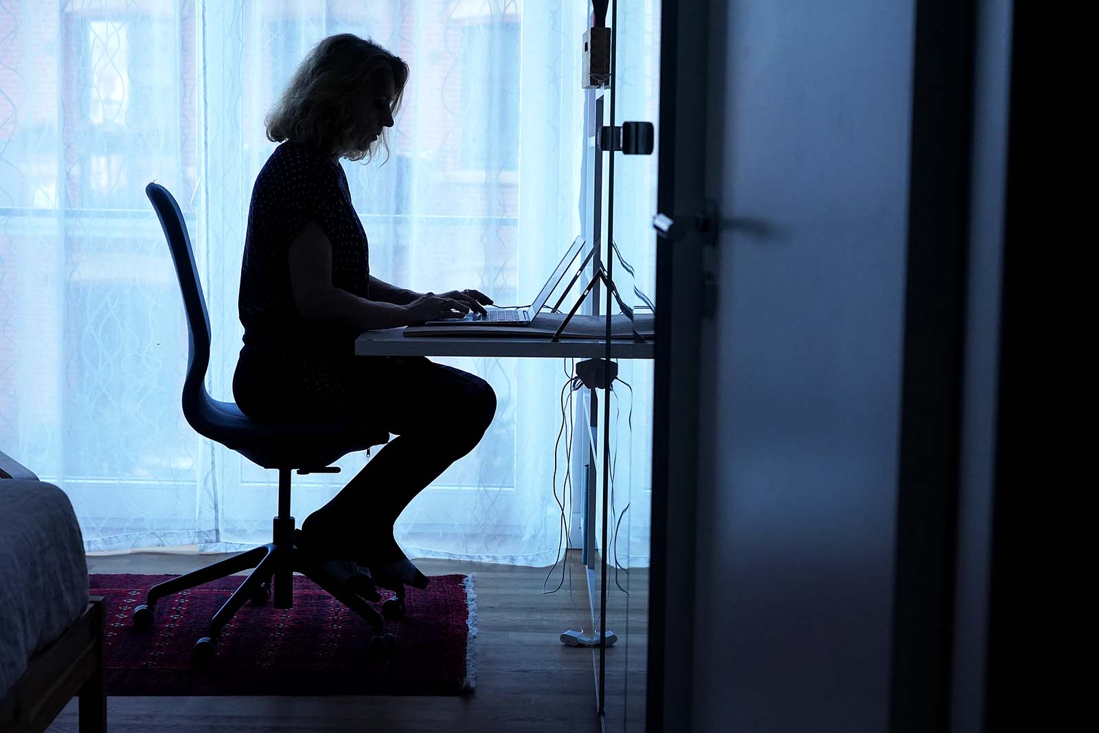 Woman working remotely