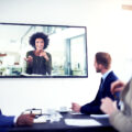 Shot of a team of colleagues having a video conference.