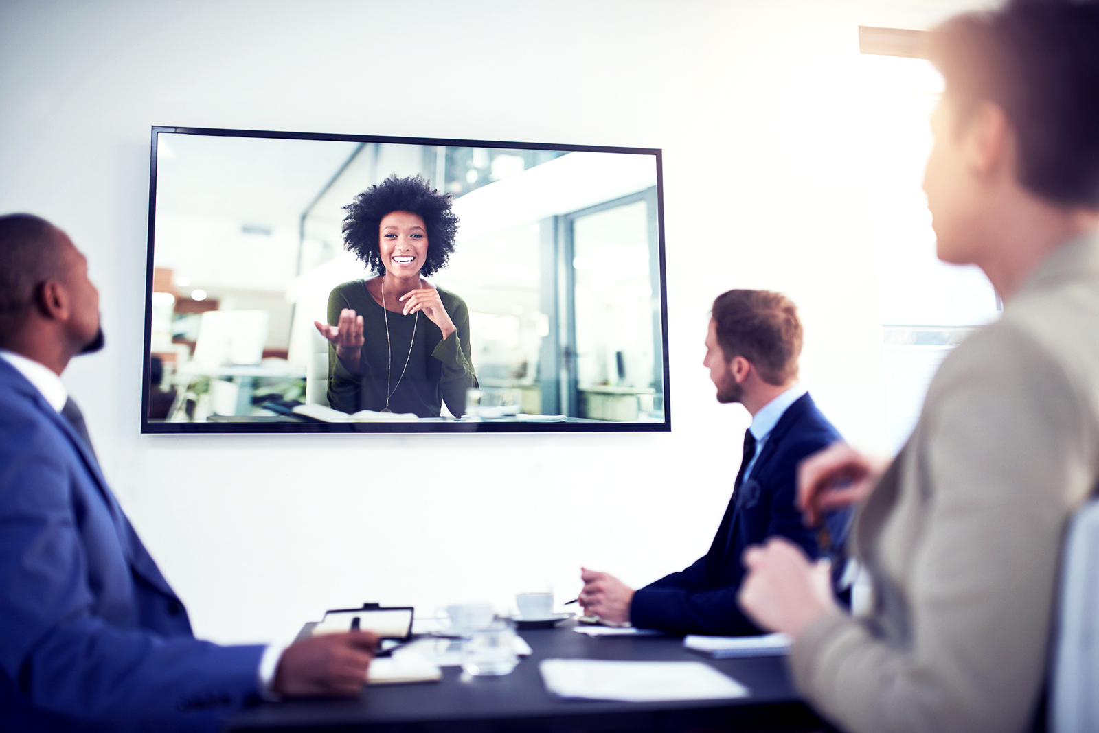 Shot of a team of colleagues having a video conference.
