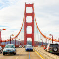 A self-driving car navigates the Golden Gate Bridge