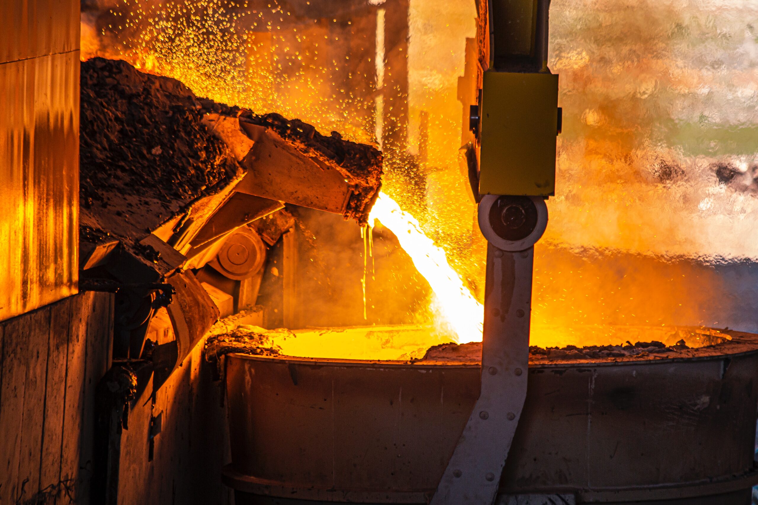 A photo of steel being forged
