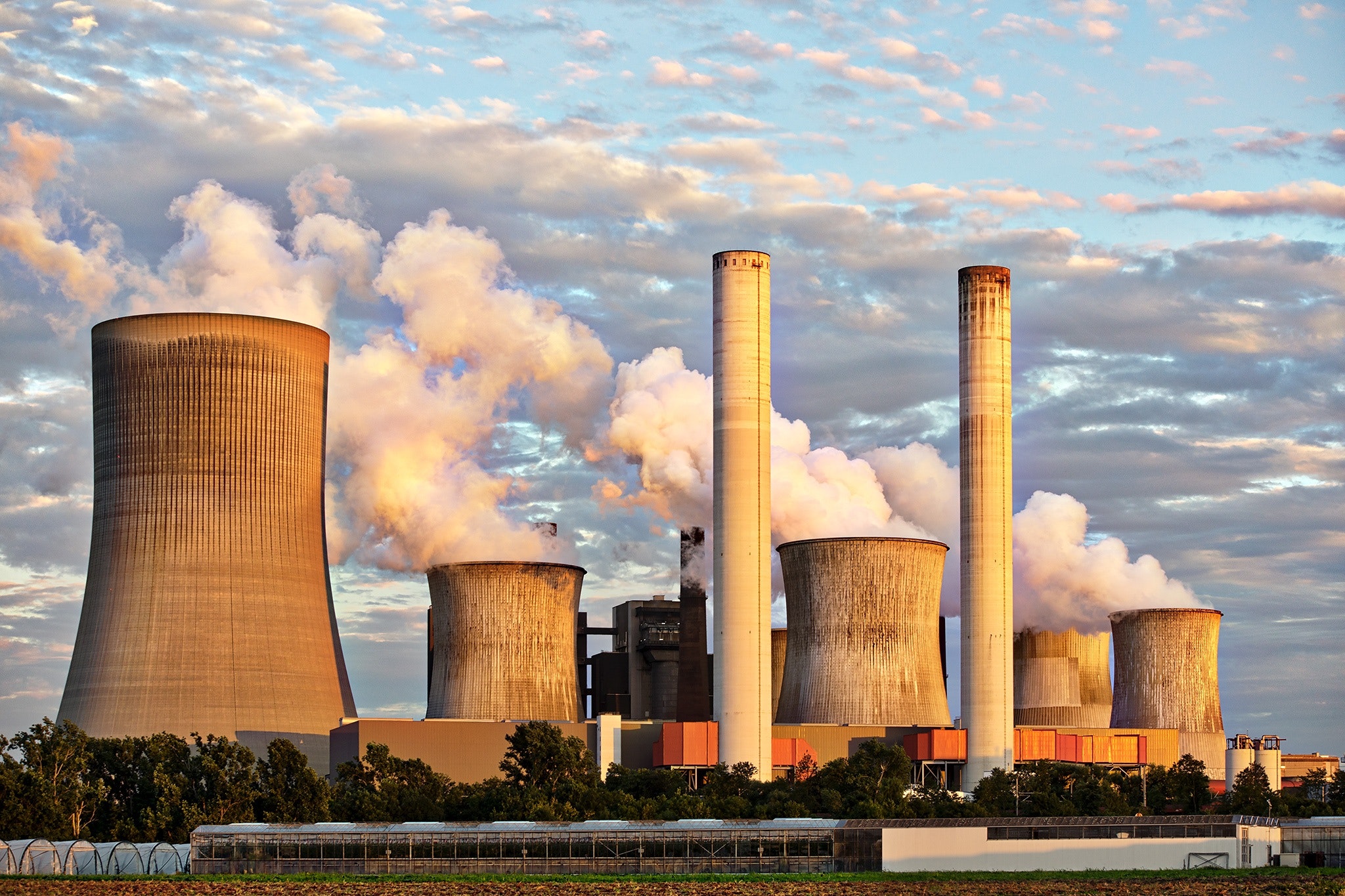 A power plant on a sunny day