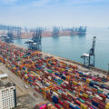 Aerial perspective of a container port, shenzhen, china