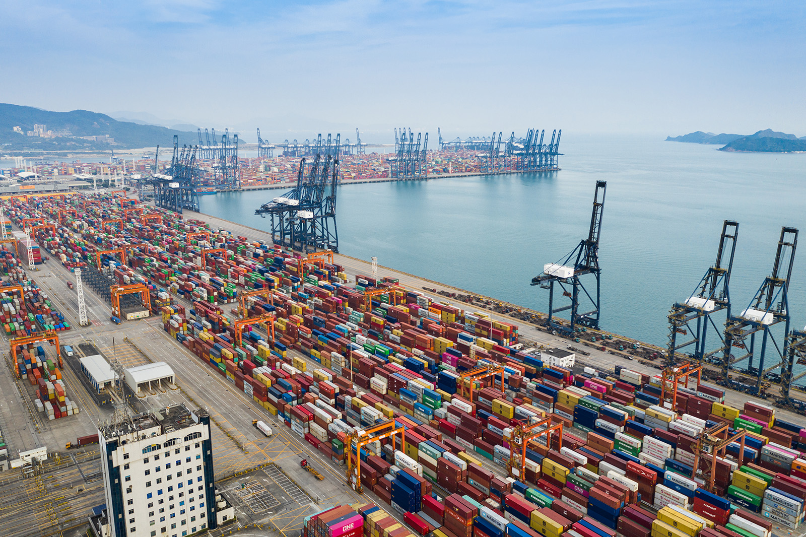 Aerial perspective of a container port, shenzhen, china