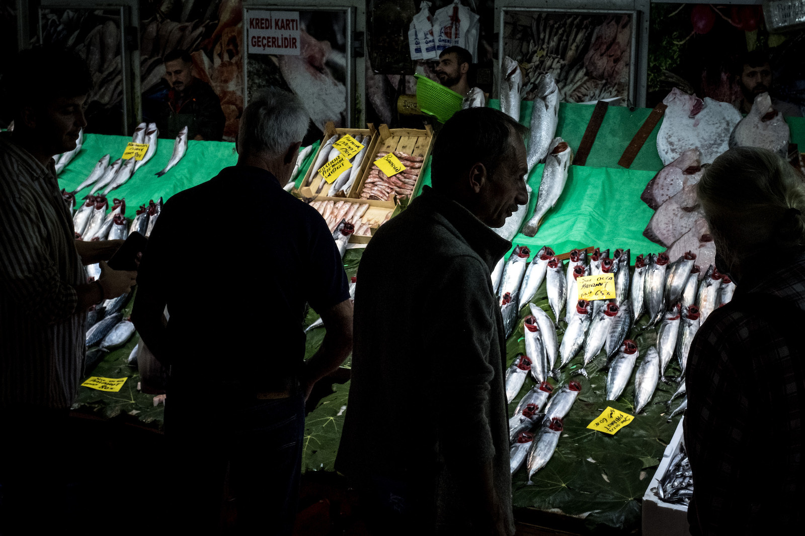 People shopping at a market in Turkey
