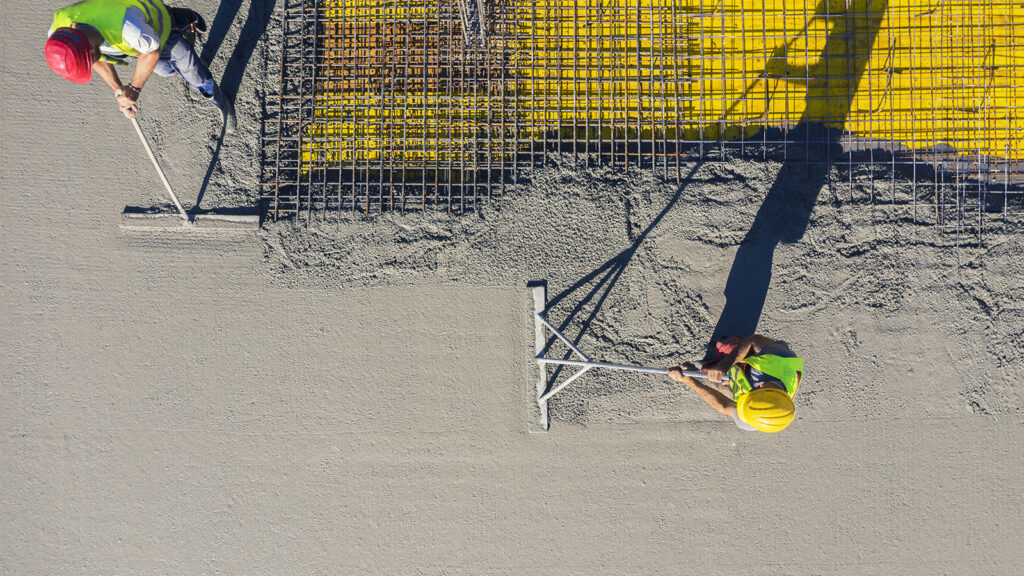 Concreting walls on construction site